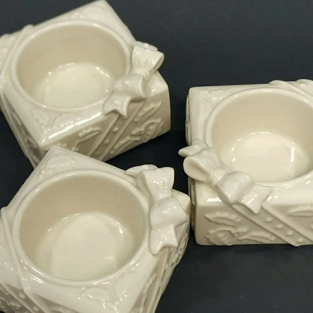 ‎3 Lenox Ivory Candle Holder Tea Light Votive Holidays